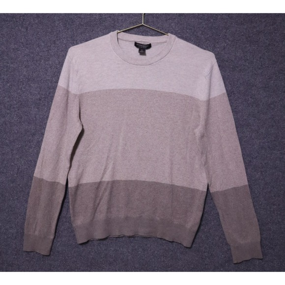 Banana Republic Pullover Men M Beige Crew Neck Luxury Blend Silk Cashmere EUC